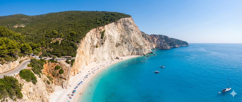 Stunning turquoise waters at Porto Katsiki beach on Lefkada island, Greece